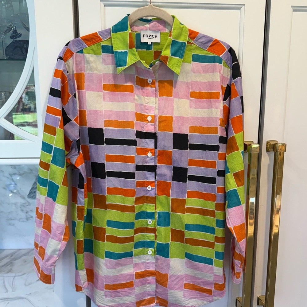 FRNCH Multicolor Geometric Button Down Shirt